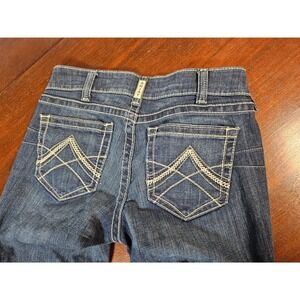 Ariat Real Denim Womens 29S Dark Wash Bootcut Western Jean Paisley Trim RN105037